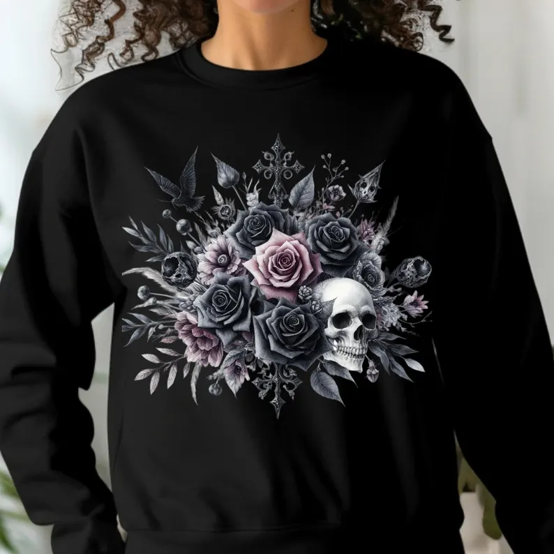 Gothic Roses and Skull Comfort Colors