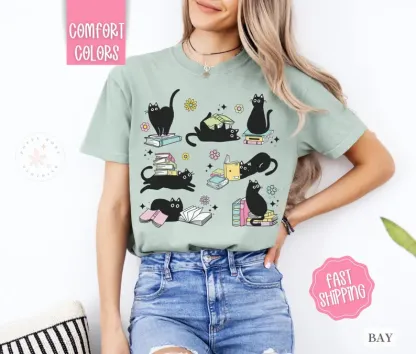 Cats Reading Comfort Colors Shirt