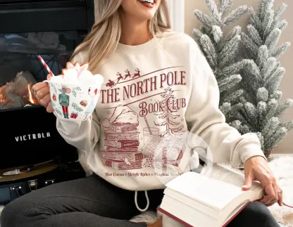 North Pole Book Club Sweatshirt for Christmas Bookworm
