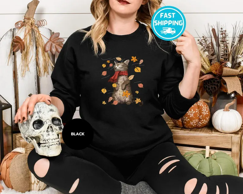 Cats Autumn Fall Sweatshirt