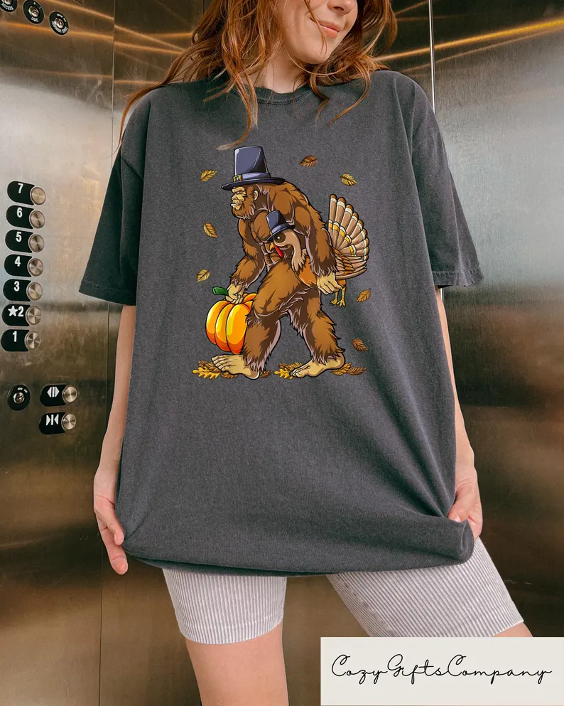 Bigfoot Turkey Pumpkin Thanksgiving Sasquatch Shirt