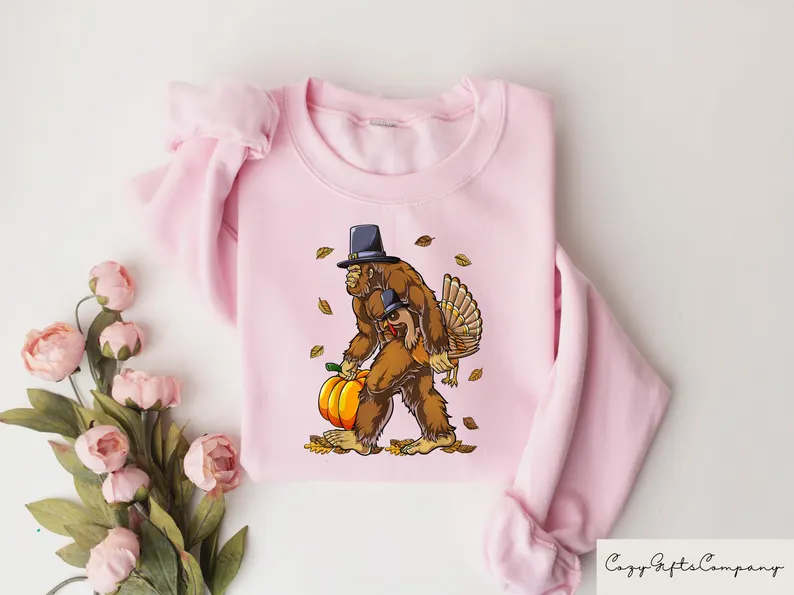 Bigfoot Turkey Pumpkin Thanksgiving Sasquatch Shirt
