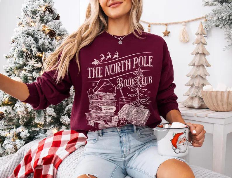 North Pole Book Club Sweatshirt for Christmas Bookworm
