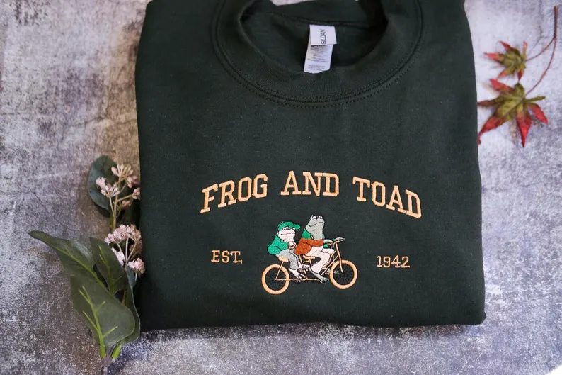 Embroidered Frog And Toad Crewneck