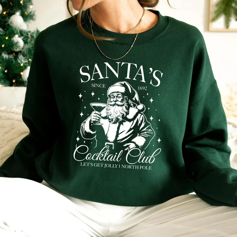 Santas Cocktail Club Christmas Sweatshirt