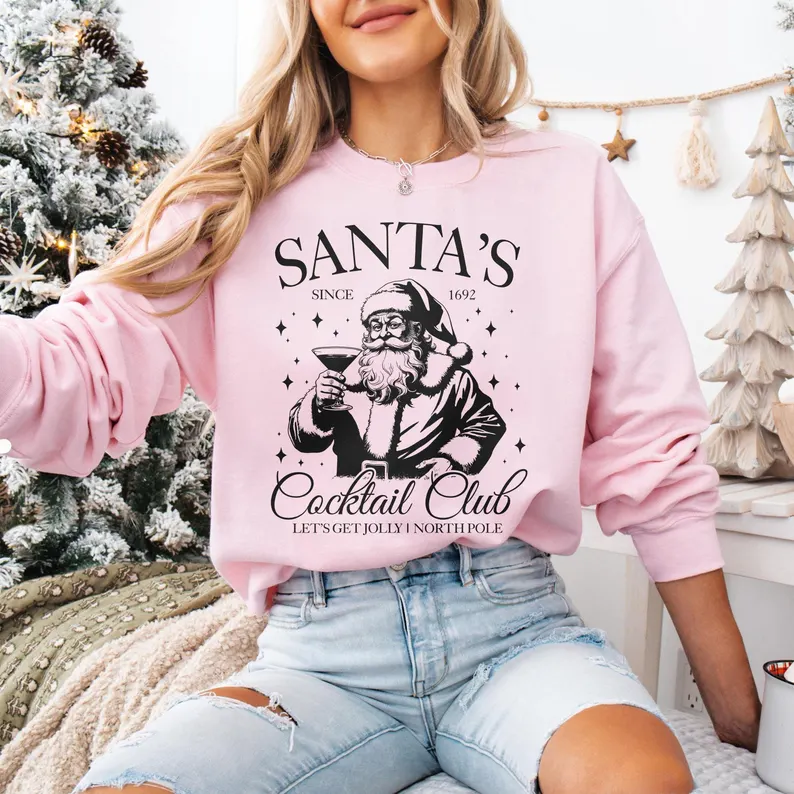 Santas Cocktail Club Christmas Sweatshirt