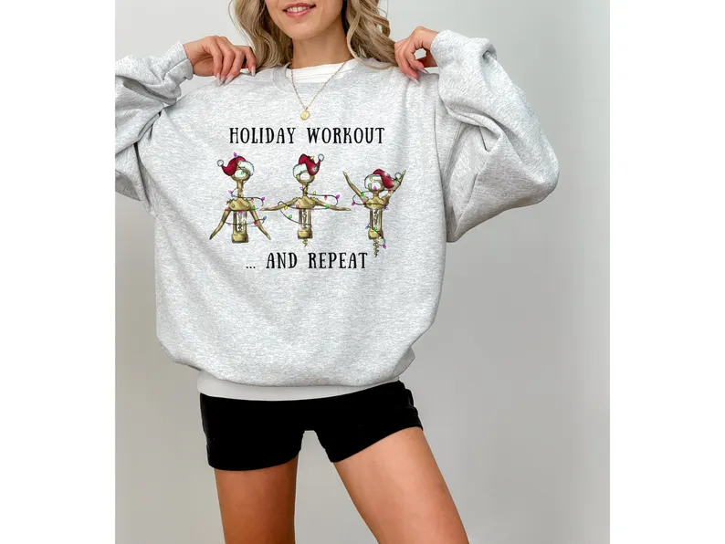 Funny Christmas Sweatshirt Wine Lover Gift