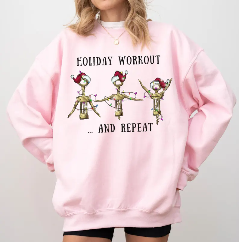 Funny Christmas Sweatshirt Wine Lover Gift