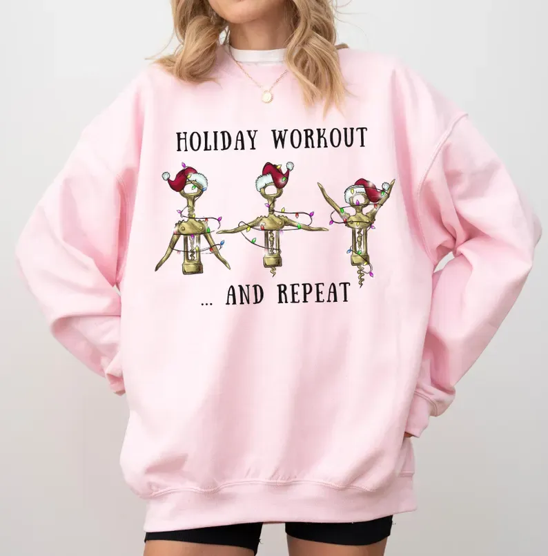 Funny Christmas Sweatshirt Wine Lover Gift