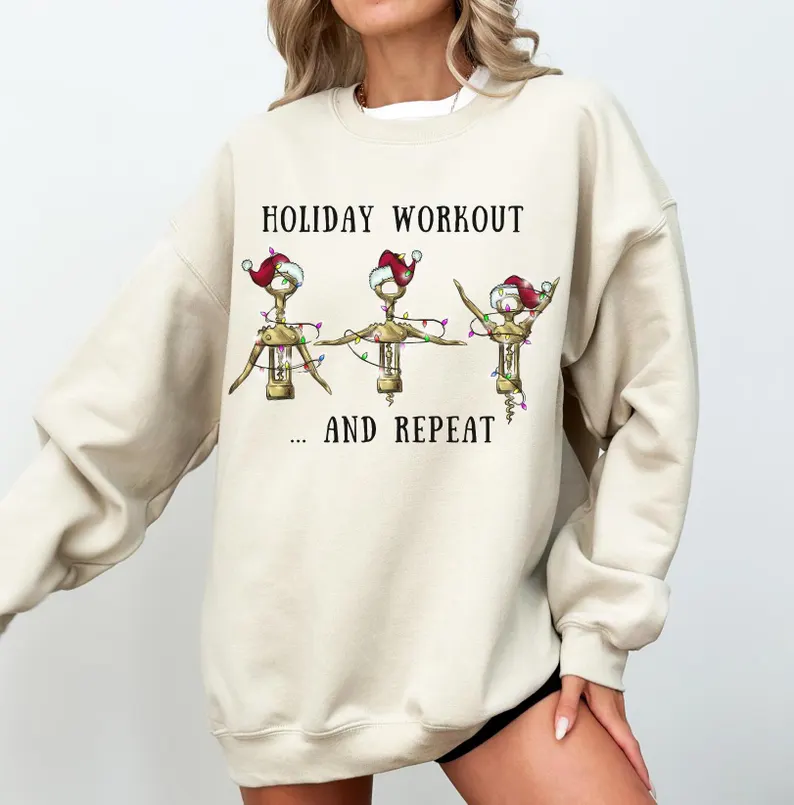 Funny Christmas Sweatshirt Wine Lover Gift