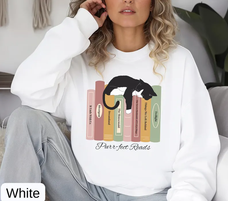 Book Sweatshirt for Cat Lovers