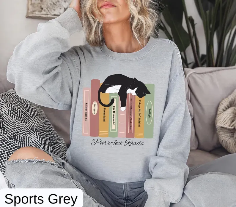 Book Sweatshirt for Cat Lovers