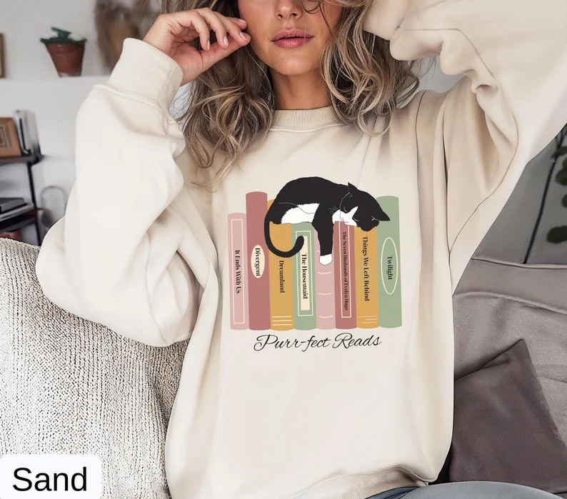 Book Sweatshirt for Cat Lovers