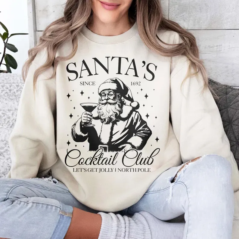 Santas Cocktail Club Christmas Sweatshirt