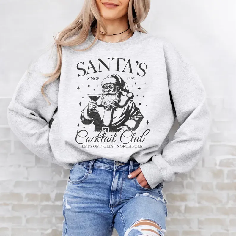 Santas Cocktail Club Christmas Sweatshirt