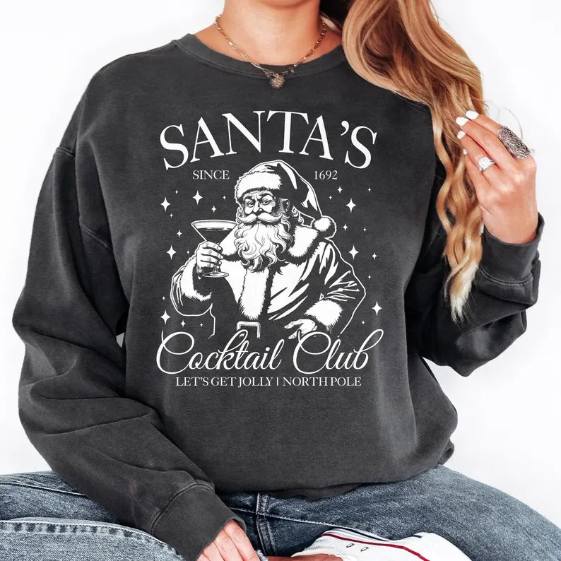 Santas Cocktail Club Christmas Sweatshirt