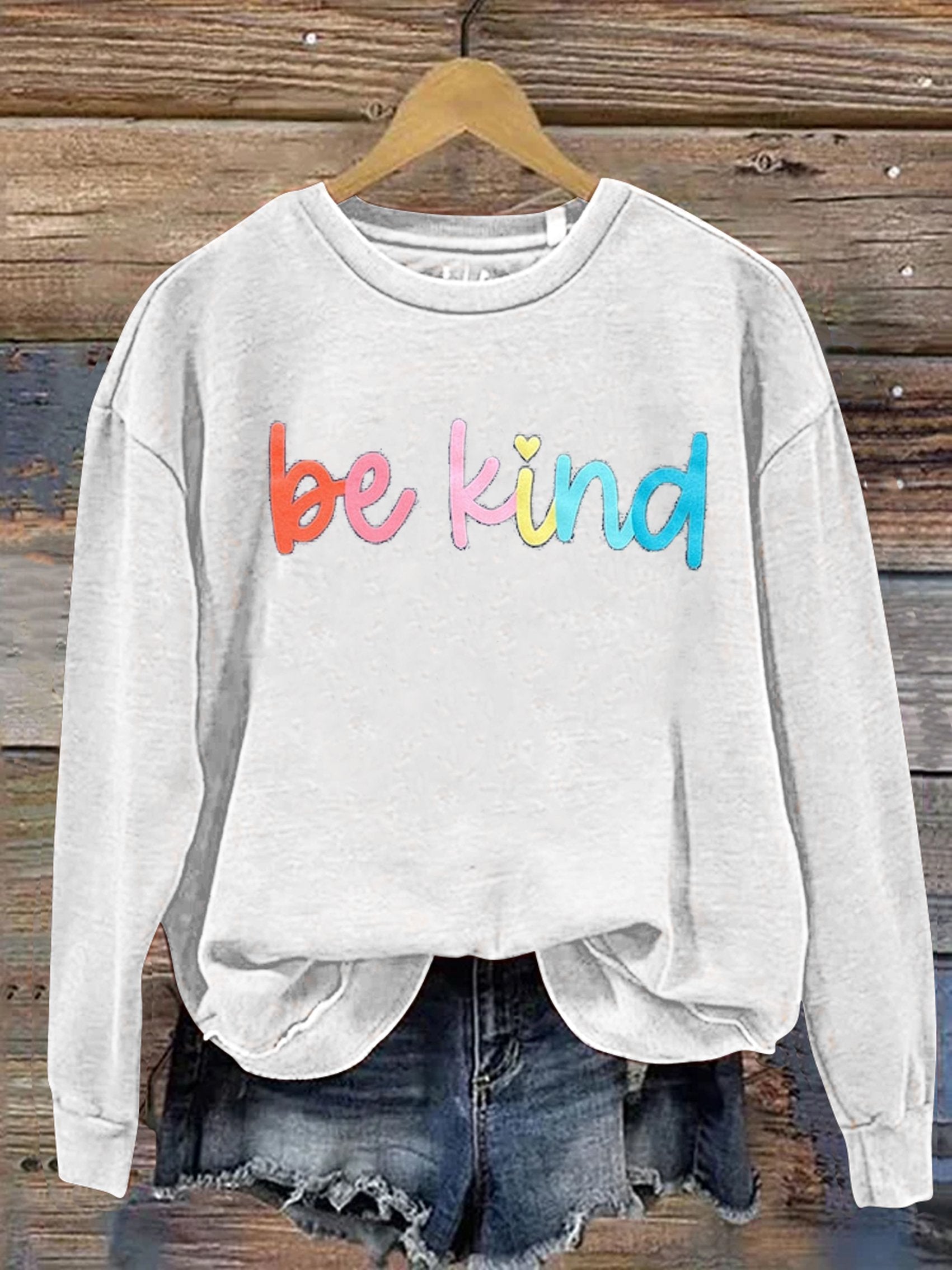 Be Kind Kindness Pride Rainbow Love Gradient Print Casual Sweatshirt-lovefitte