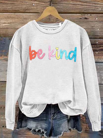 Be Kind Kindness Pride Rainbow Love Gradient Print Casual Sweatshirt-lovefitte