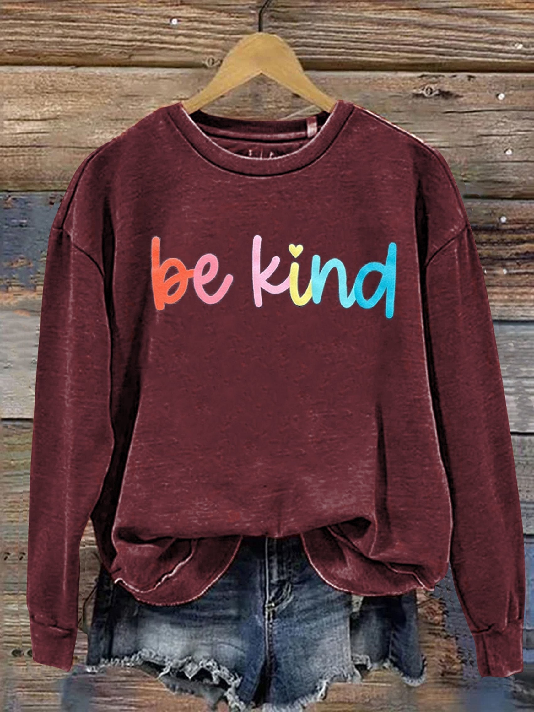 Be Kind Kindness Pride Rainbow Love Gradient Print Casual Sweatshirt-lovefitte