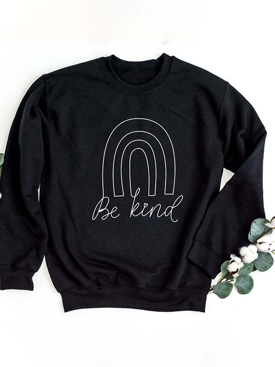 Rainbow Be Kind Suicide Prevention Mental Print Casual Sweatshirt-lovefitte