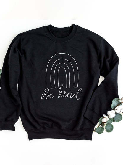 Rainbow Be Kind Suicide Prevention Mental Print Casual Sweatshirt-lovefitte