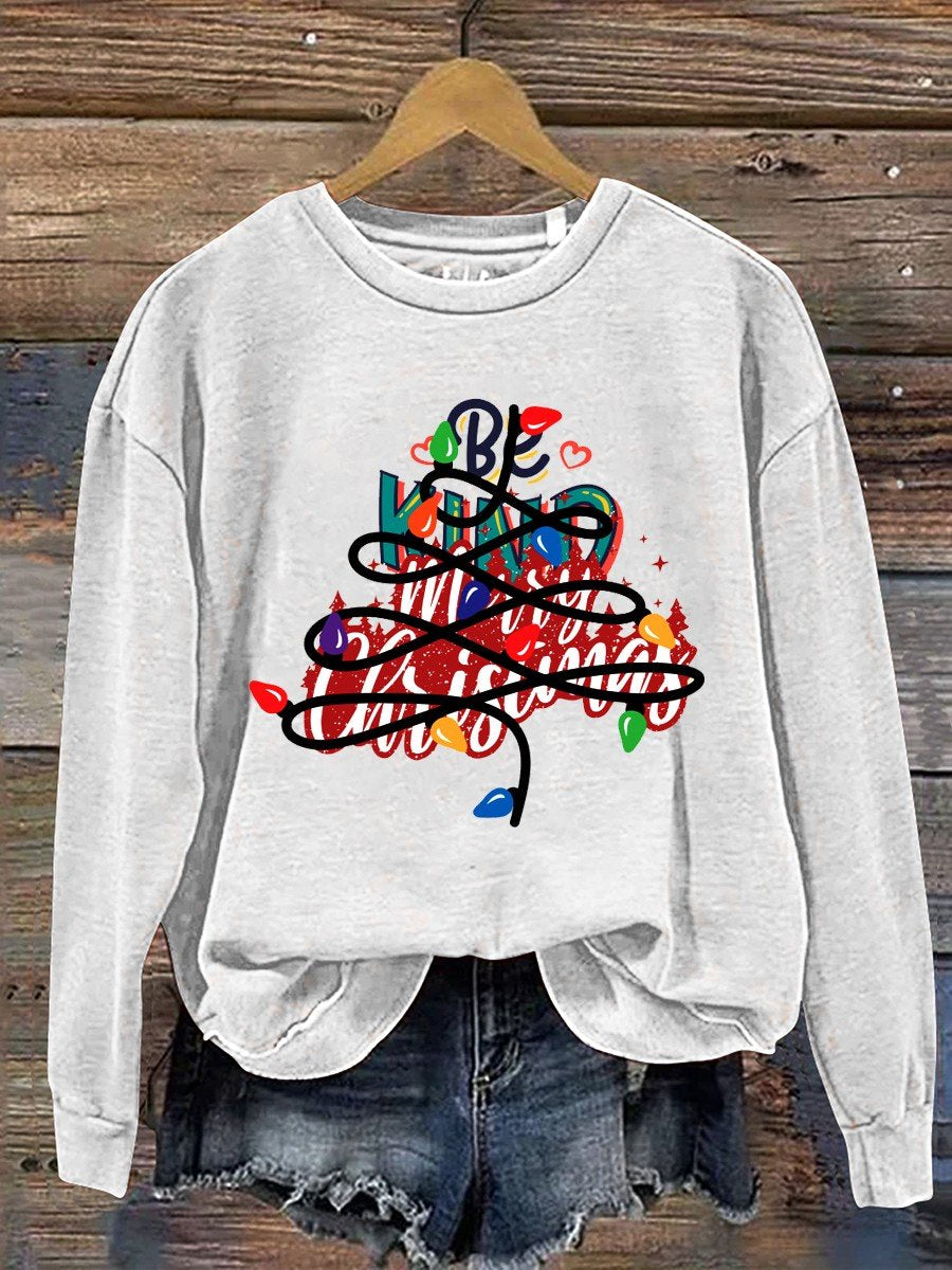 Be Kind Christmas Print Casual  Sweatshirt-lovefitte