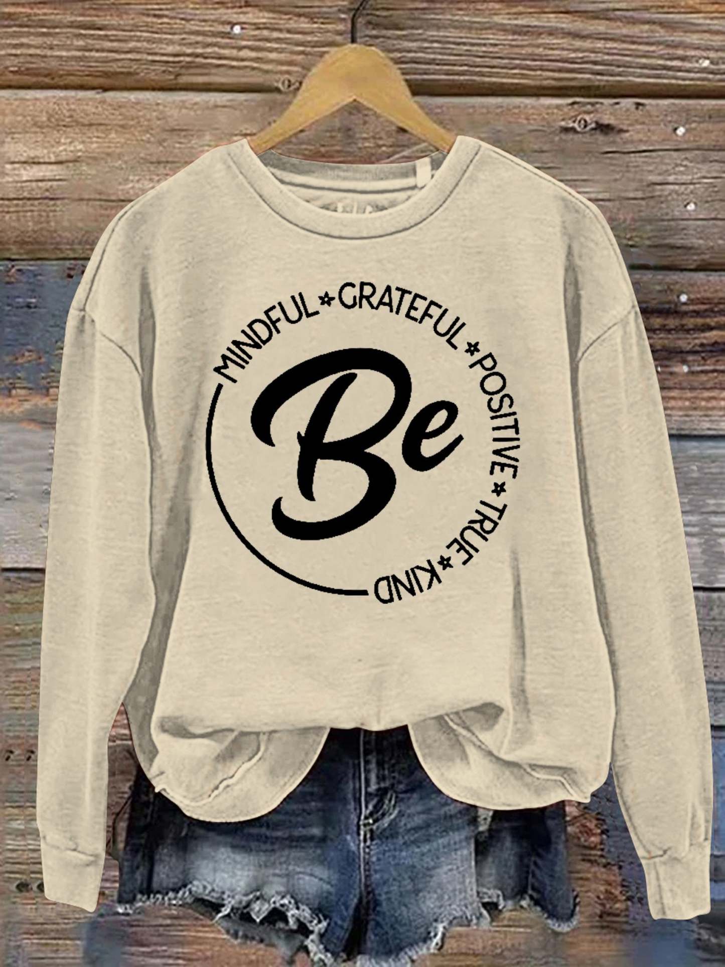 Be Kind Mindful Grateful Positive True Print Casual Sweatshirt-lovefitte