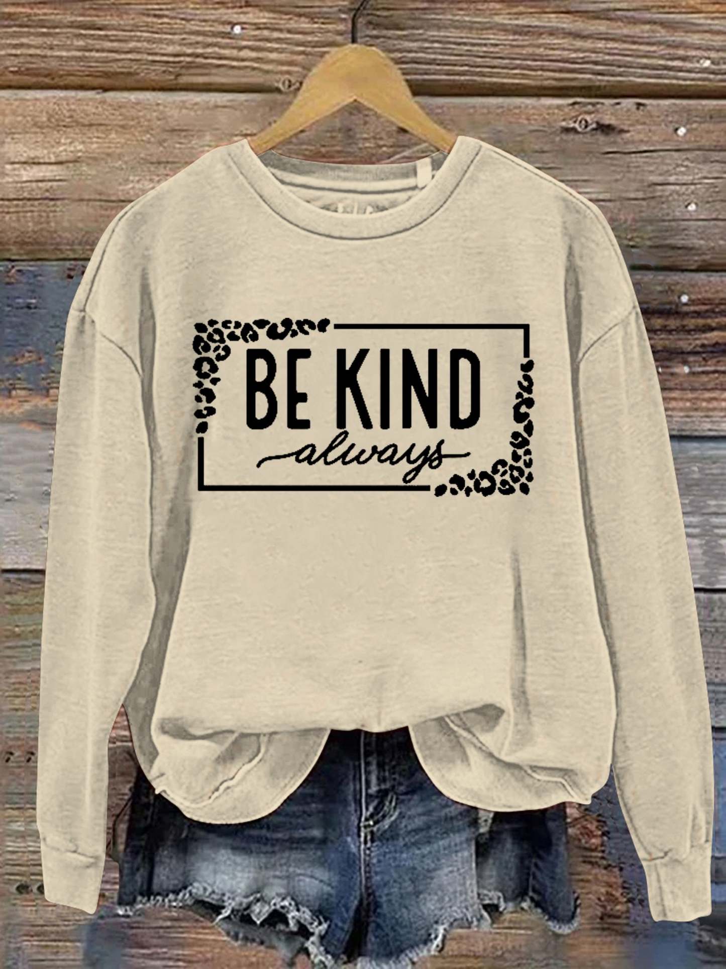 Unisex Women's Men's Leopard Print Be Kind Suicide Prevention Mental Print Casual Sweatshirt-lovefitte