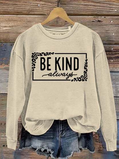 Unisex Women's Men's Leopard Print Be Kind Suicide Prevention Mental Print Casual Sweatshirt-lovefitte