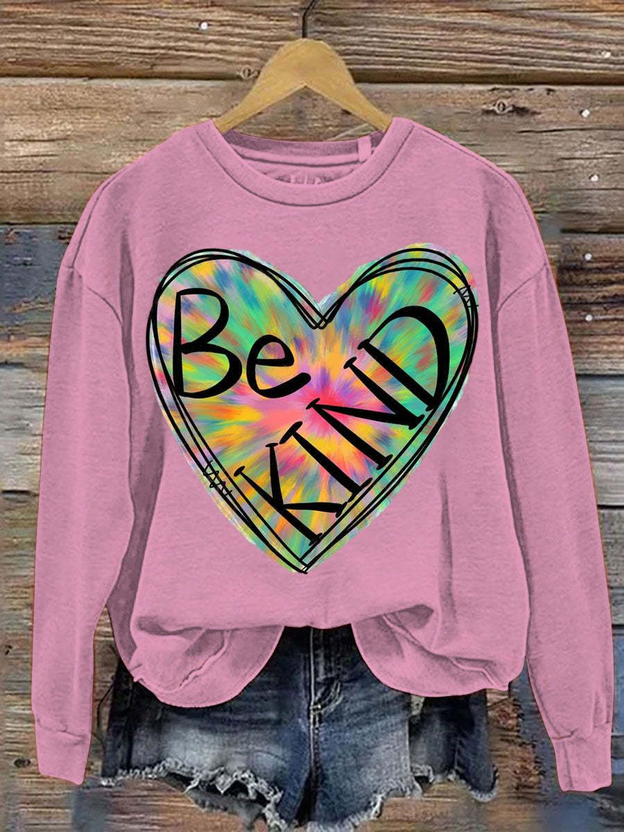 Be Kind Art Pattern Print Casual Sweatshirt-lovefitte