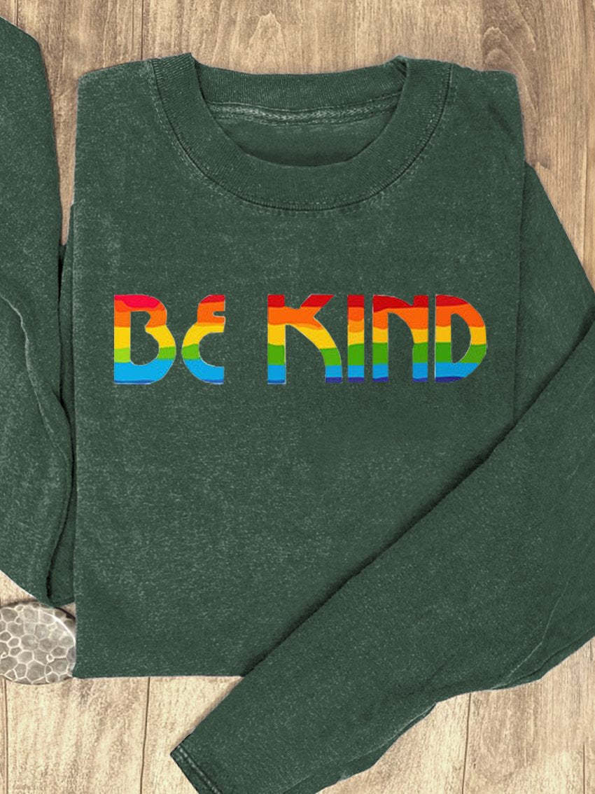Be Kind Rainbow Suicide Prevention Mental Print Casual Sweatshirt-lovefitte