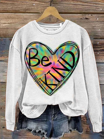 Be Kind Art Pattern Print Casual Sweatshirt-lovefitte