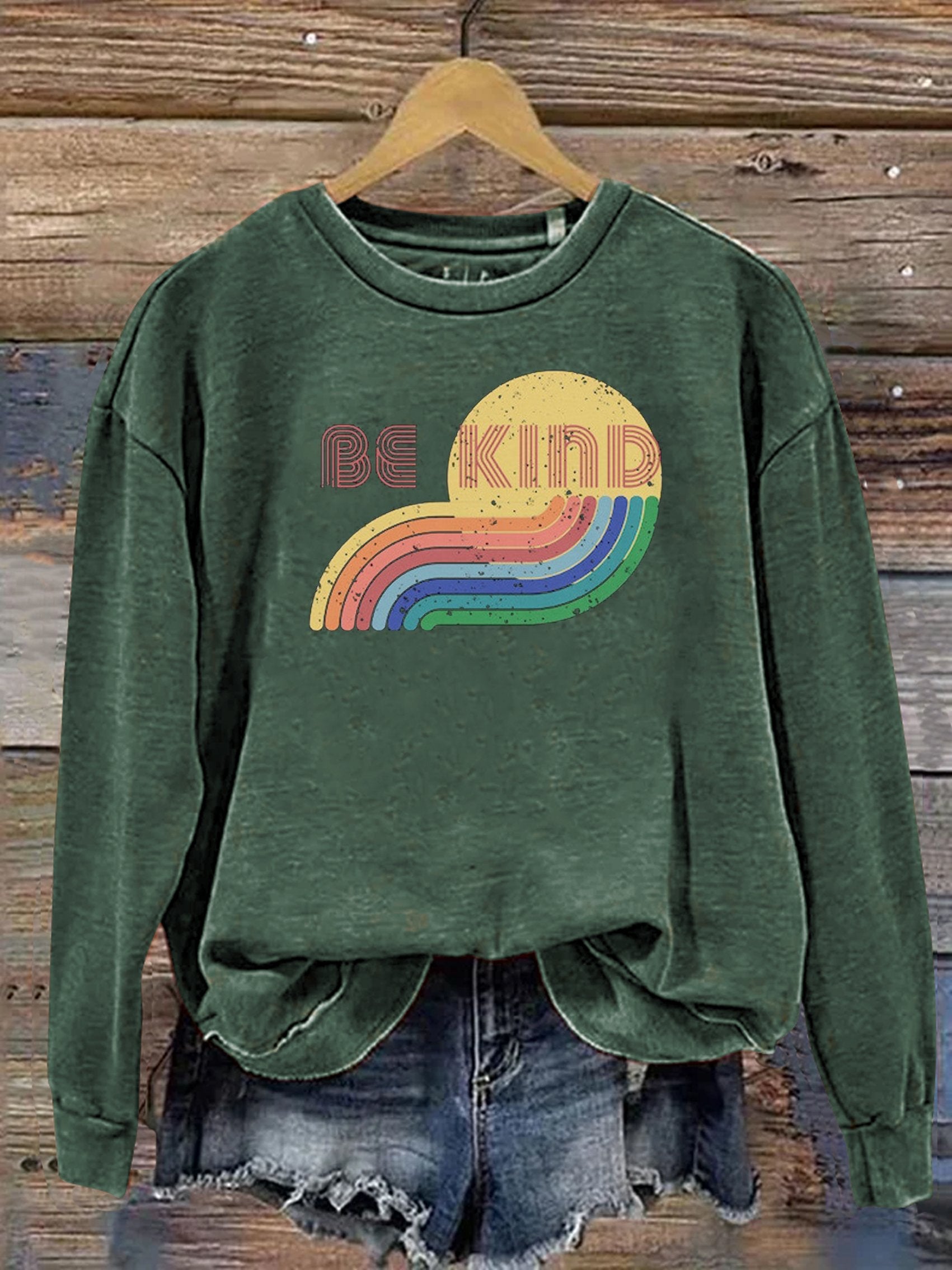 Be Kind Kindness Pride Rainbow Love Gradient Print Casual Sweatshirt-lovefitte
