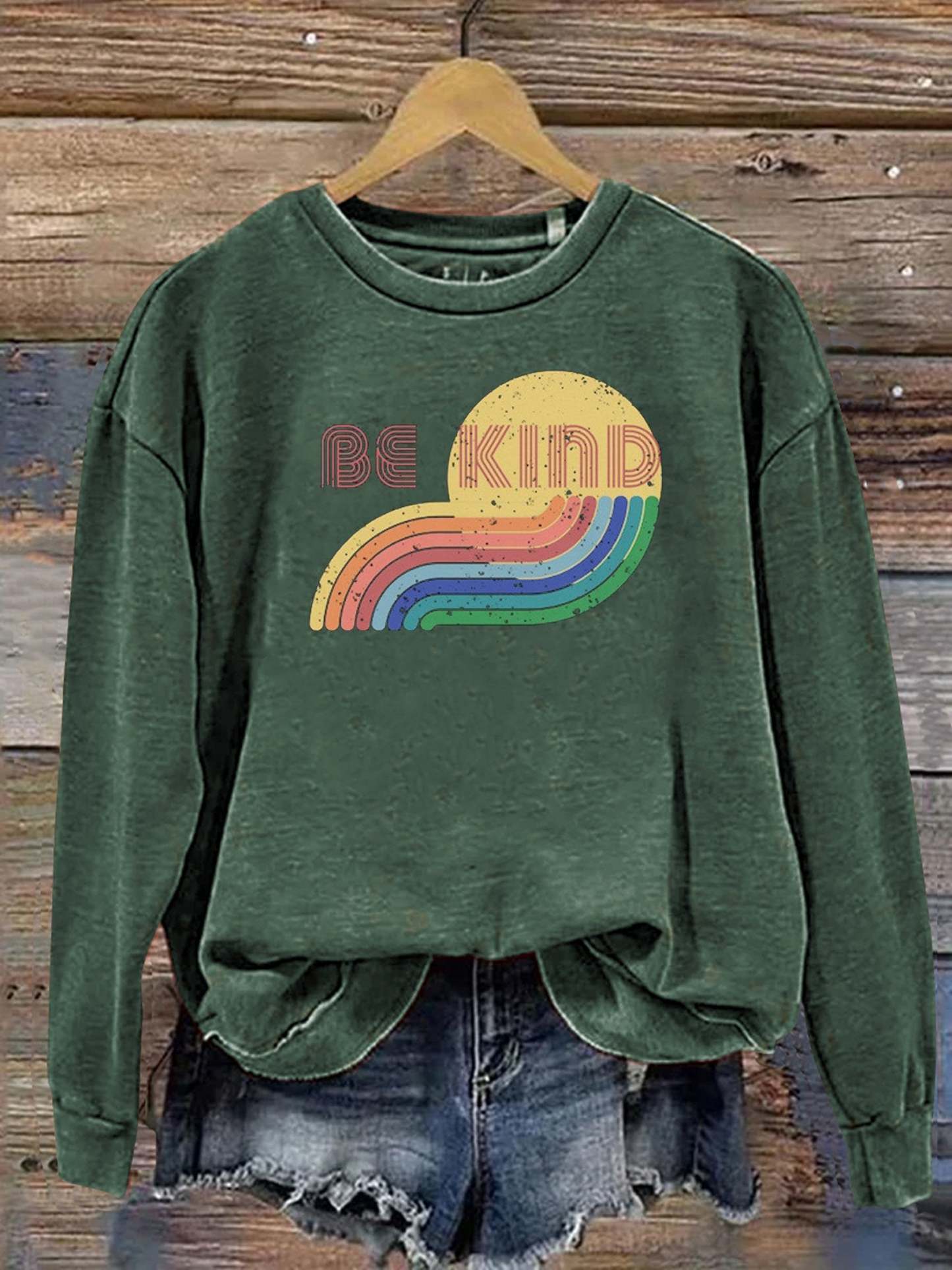 Be Kind Kindness Pride Rainbow Love Gradient Print Casual Sweatshirt-lovefitte