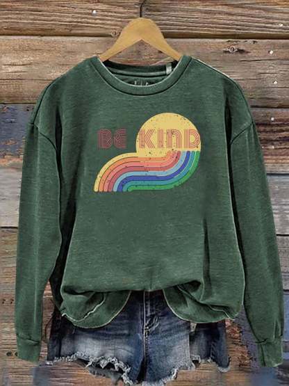 Be Kind Kindness Pride Rainbow Love Gradient Print Casual Sweatshirt-lovefitte