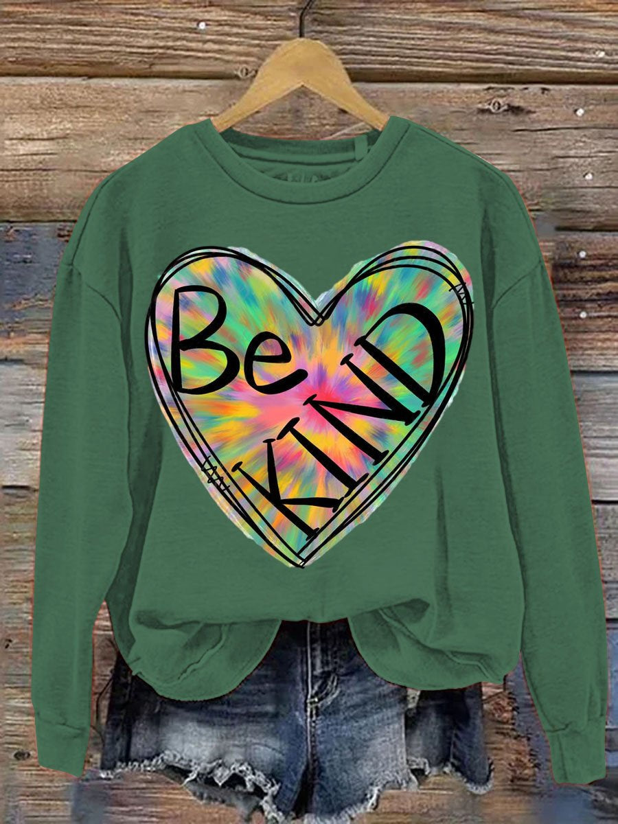 Be Kind Art Pattern Print Casual Sweatshirt-lovefitte