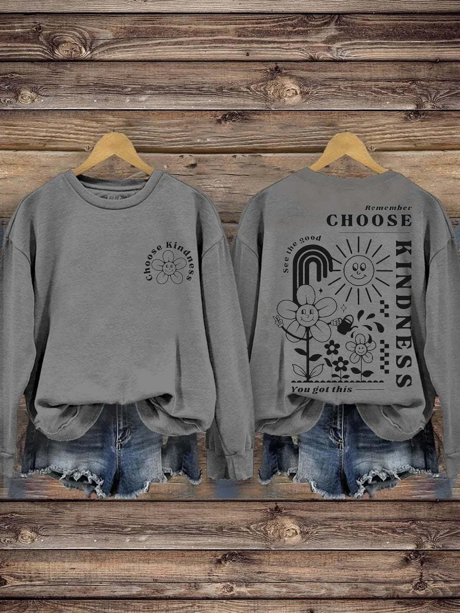 Choose Kindness Self Love Inspirational Kindness Casual Print Sweatshirt-lovefitte