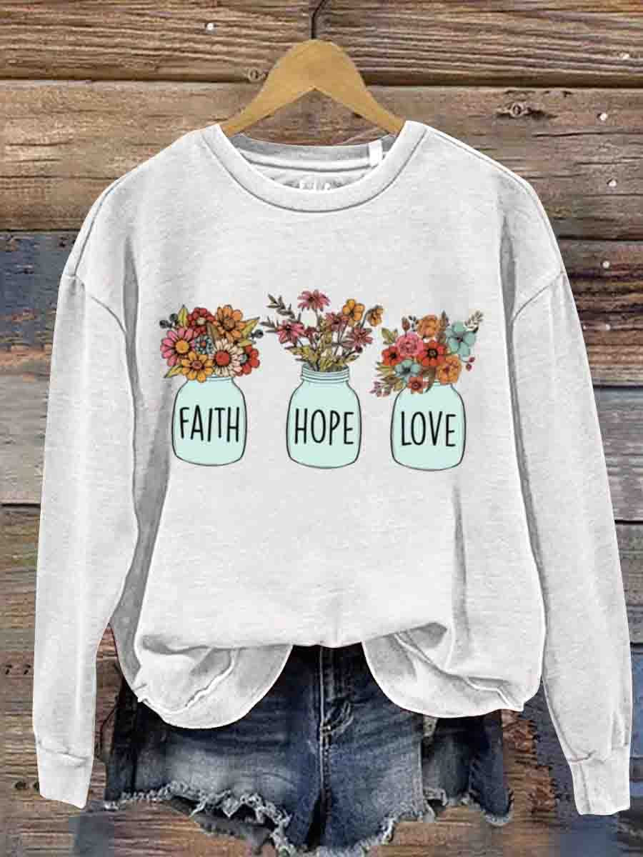 Mental Health Inspirational Faith Hope Love Round Neck Casual Printed Sweatshirt-lovefitte