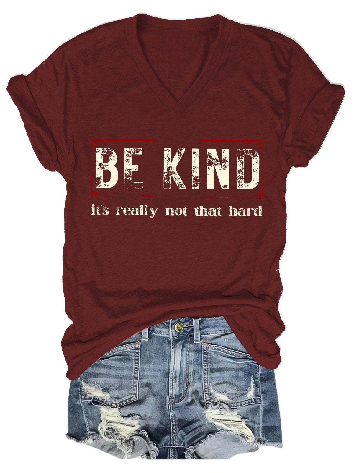 Be Kind It's Really Not That Hard Art Print Casual T-shirt-lovefitte