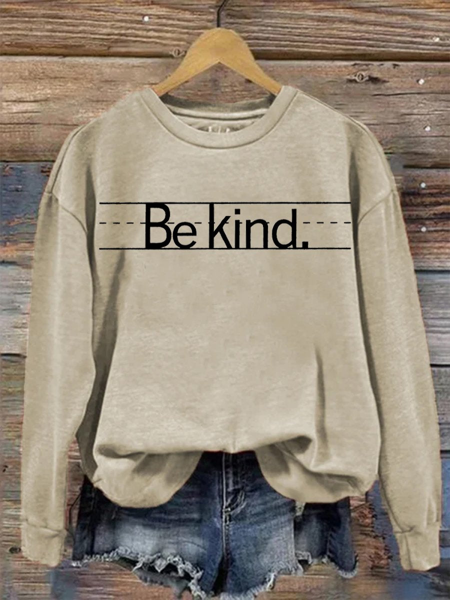 Be Kind Casual Print Sweatshirt-lovefitte