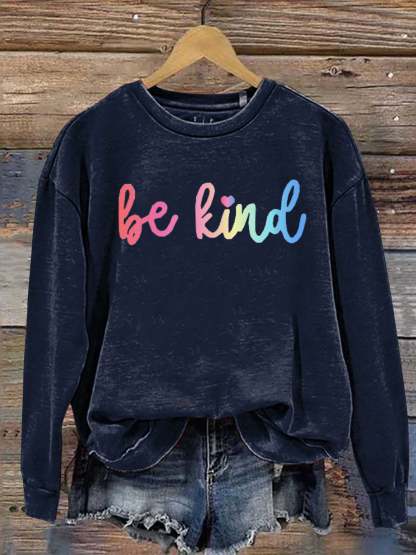 Be Kind Kindness Pride Rainbow Love Gradient Print Casual Sweatshirt-lovefitte