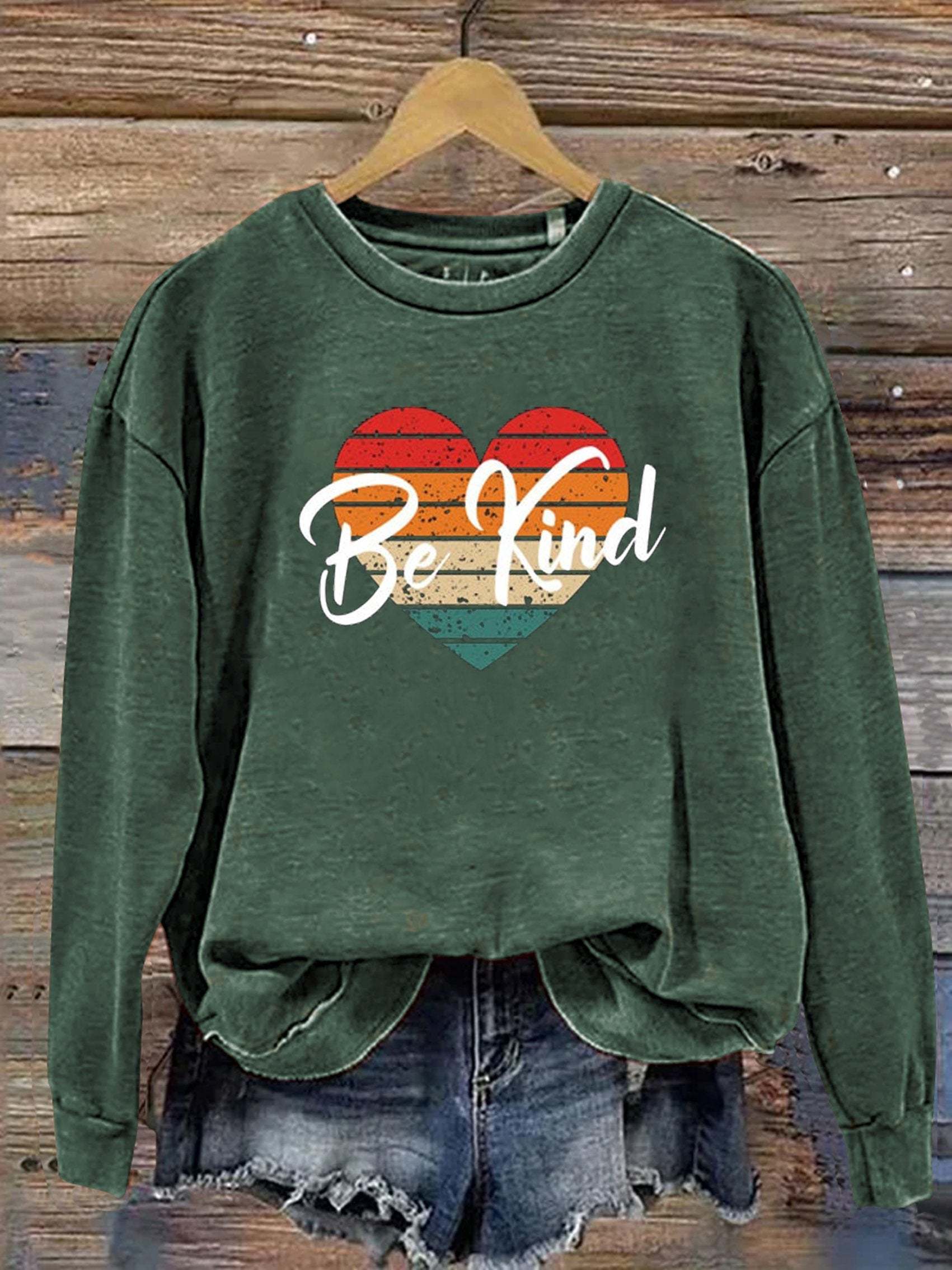 Be Kind Love Kindness Pride Rainbow Print Casual Sweatshirt-lovefitte