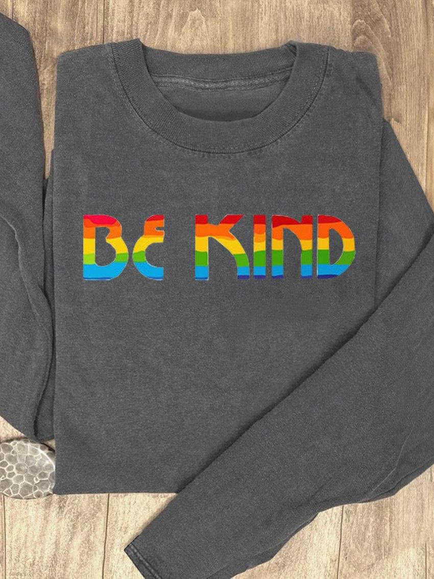 Be Kind Rainbow Suicide Prevention Mental Print Casual Sweatshirt-lovefitte