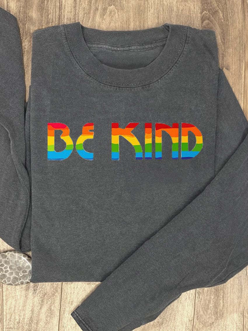 Be Kind Rainbow Suicide Prevention Mental Print Casual Sweatshirt-lovefitte