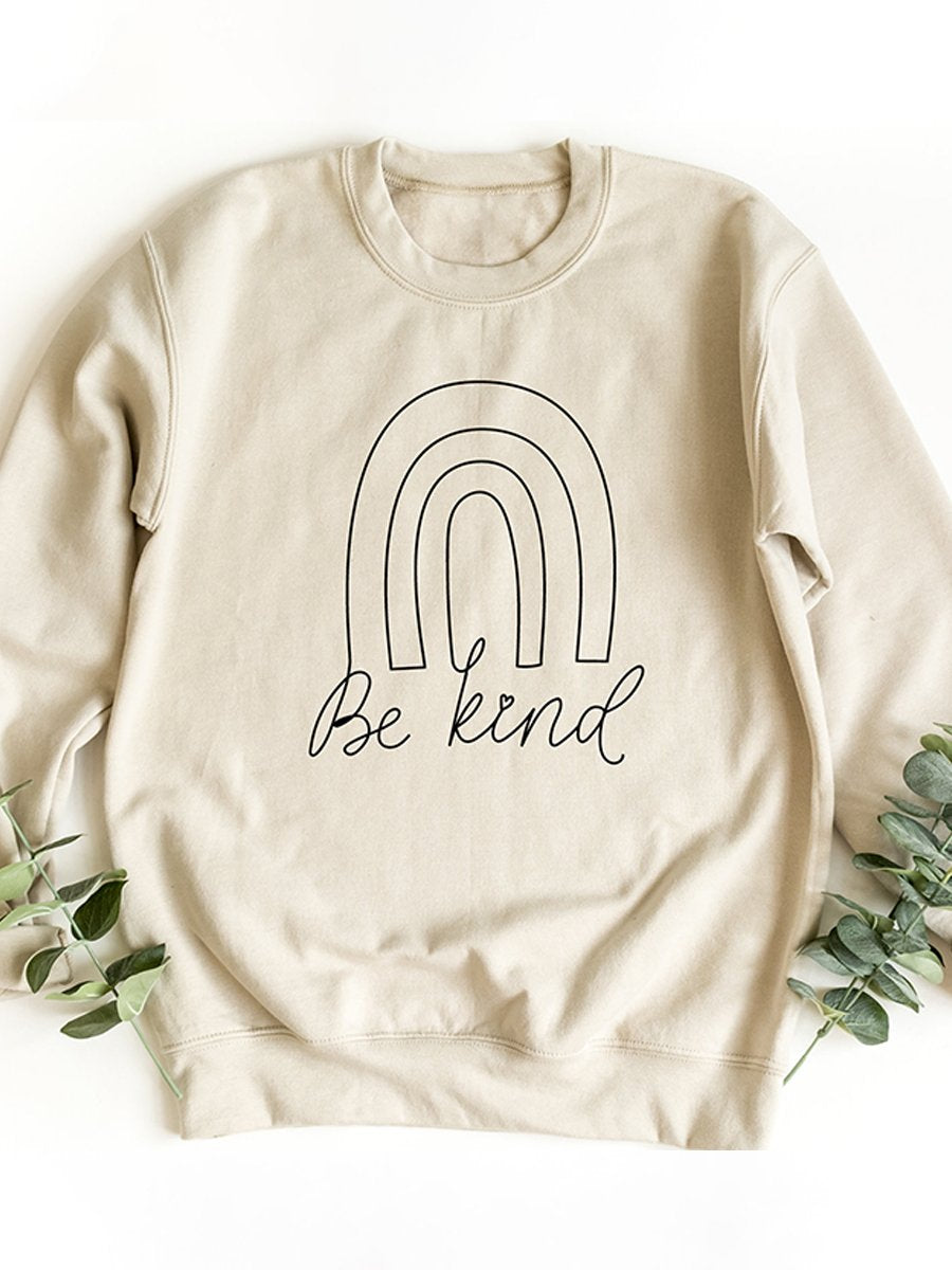 Rainbow Be Kind Suicide Prevention Mental Print Casual Sweatshirt-lovefitte