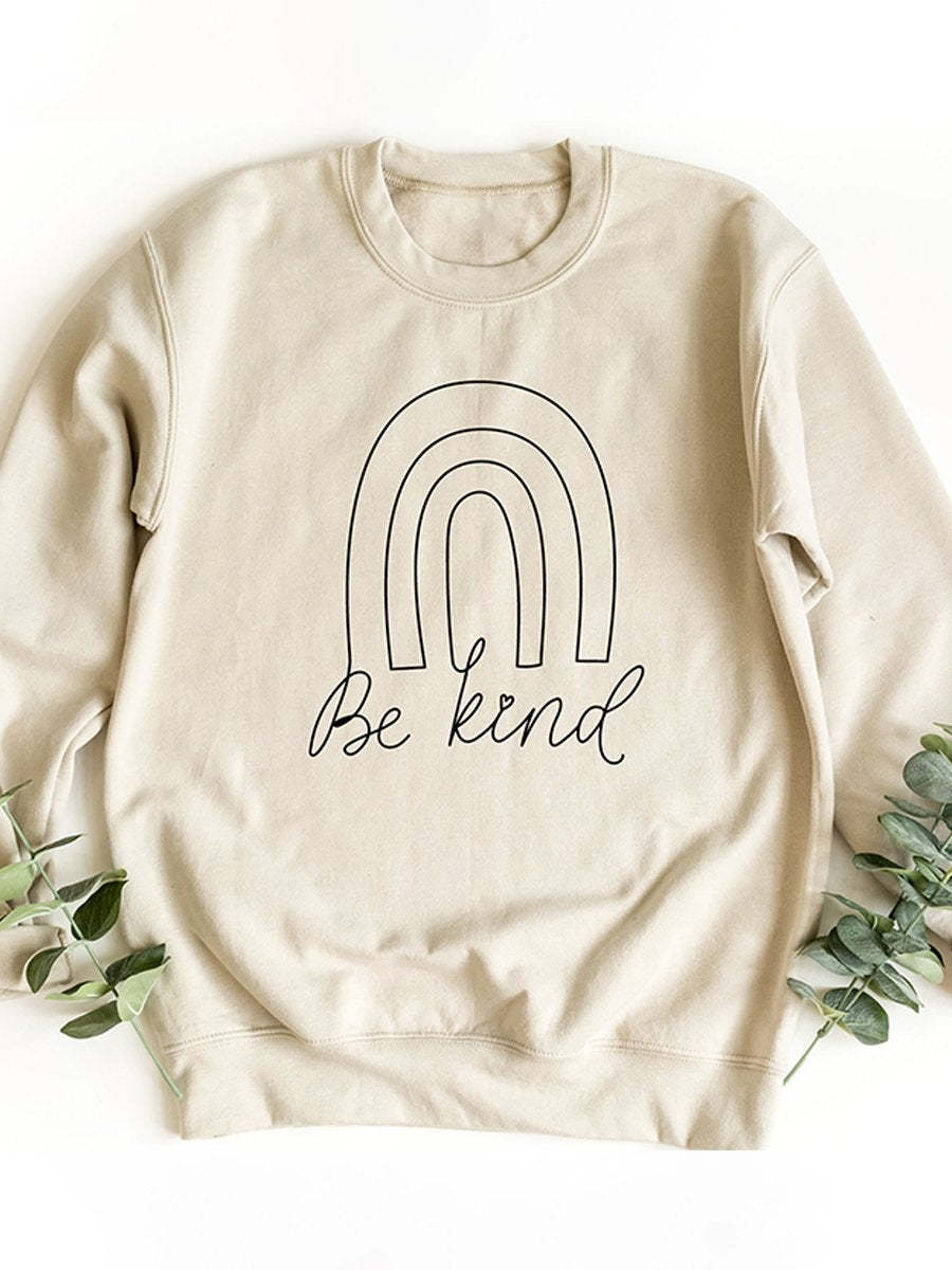 Rainbow Be Kind Suicide Prevention Mental Print Casual Sweatshirt-lovefitte