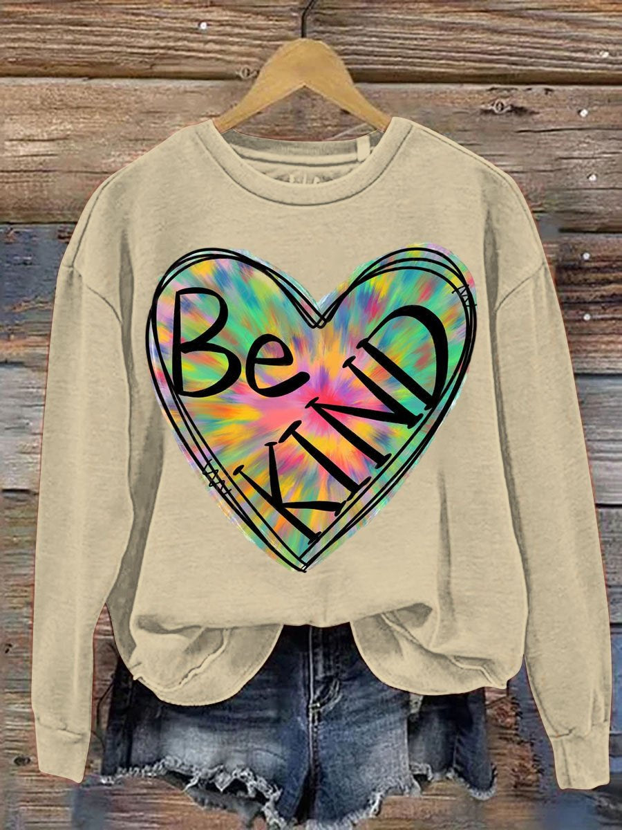 Be Kind Art Pattern Print Casual Sweatshirt-lovefitte