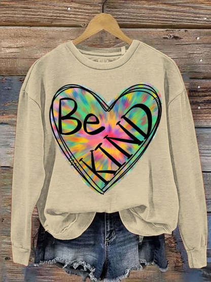 Be Kind Art Pattern Print Casual Sweatshirt-lovefitte