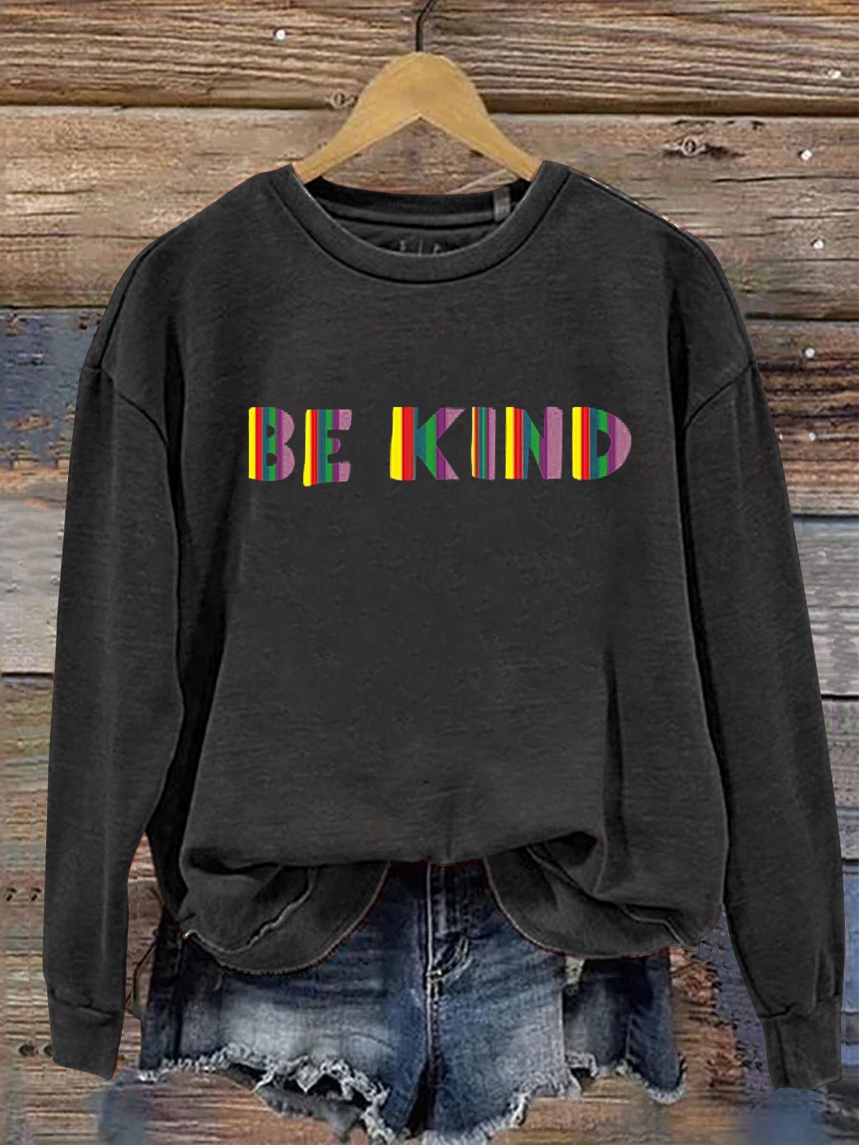 Be Kind Kindness Pride Rainbow Love Gradient Print Casual Sweatshirt-lovefitte