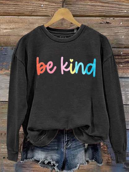 Be Kind Kindness Pride Rainbow Love Gradient Print Casual Sweatshirt-lovefitte